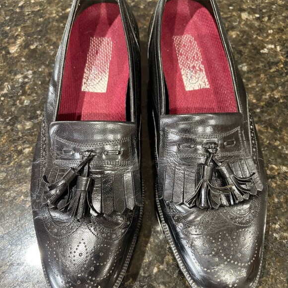 Florsheim Other - Florsheim Men's Dress Loafers Black Wingtip Tassel Kiltie Slip On Size
